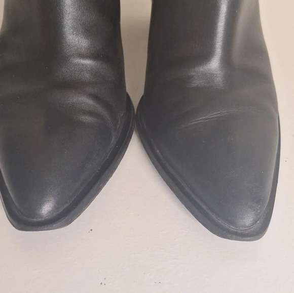 Vince made in Italy western style toe black leather booties SZ 9.5 - Picture 4 of 11